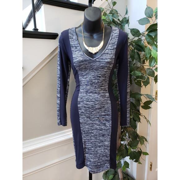 French Connection Bodycon Dress Womens Size 4 Blue Long Sleeve Back Zip - Picture 1 of 10